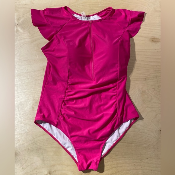 Pink Flutter Sleeve Swimsuit 20 W (OS) - Picture 4 of 12